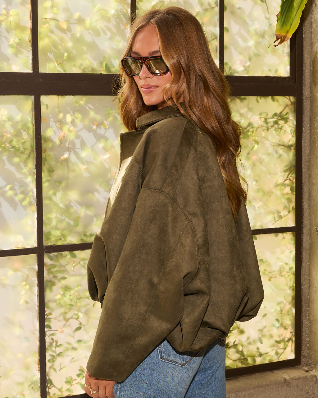 Maple Mornings Suede Bubble Hem Bomber Jacket