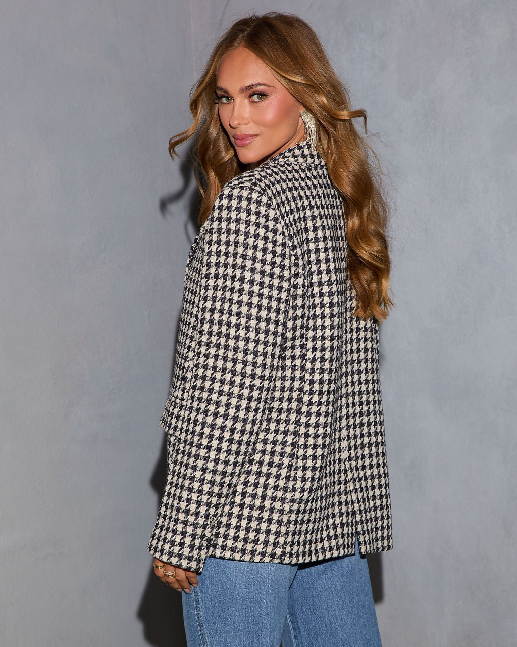 Highland Honey Houndstooth Blazer