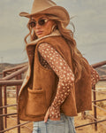 Felicia Reversible Sherpa Faux Suede Funnel Neck Vest