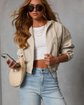 Caylah Vegan Leather Drawstring Hoodie