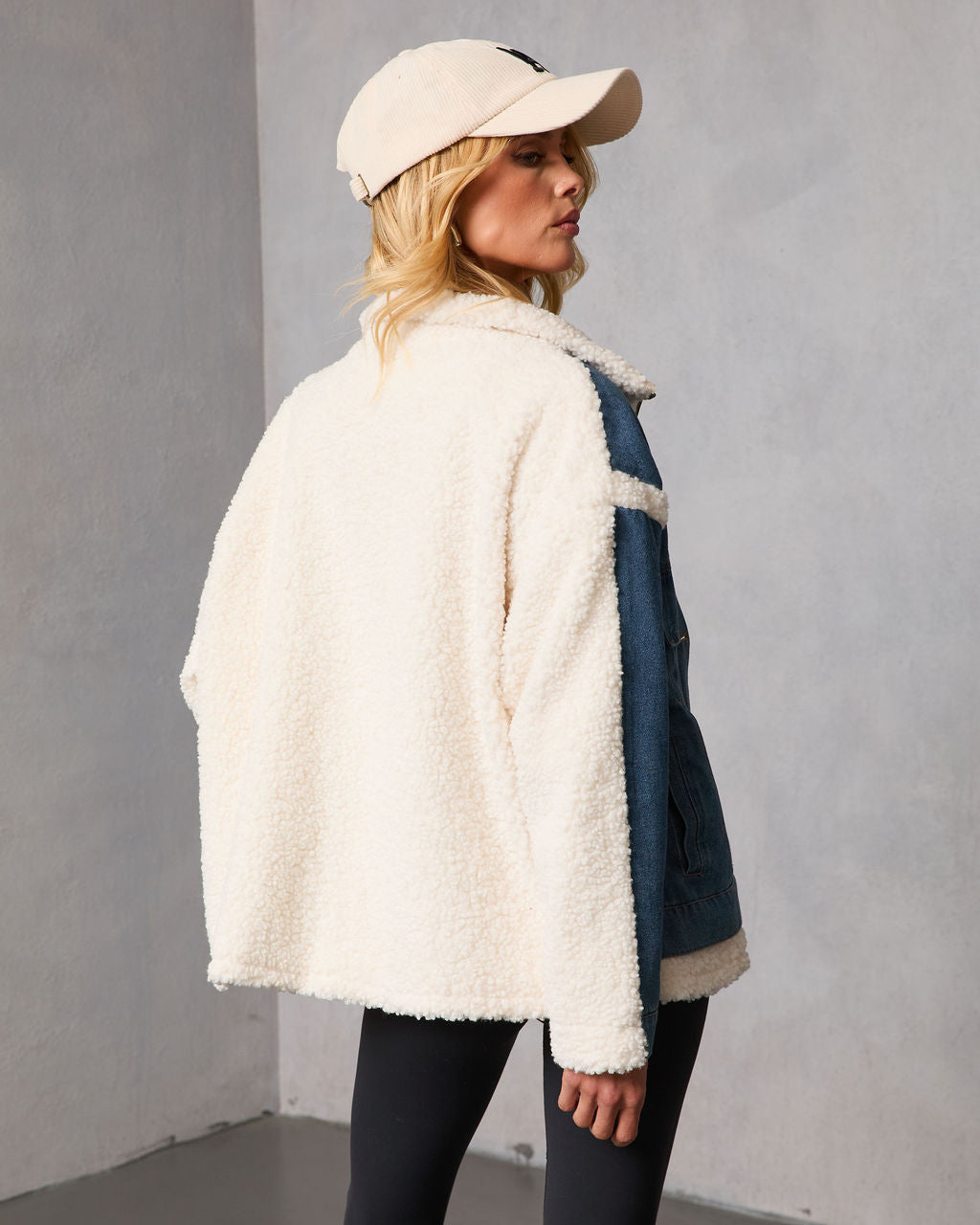 Beatrise Denim Contrast Sherpa Coat