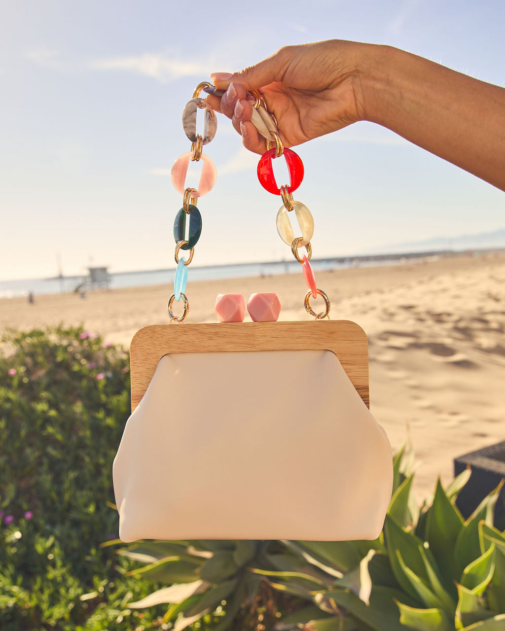 Maurena Acrylic Top Handle Pouch Clutch