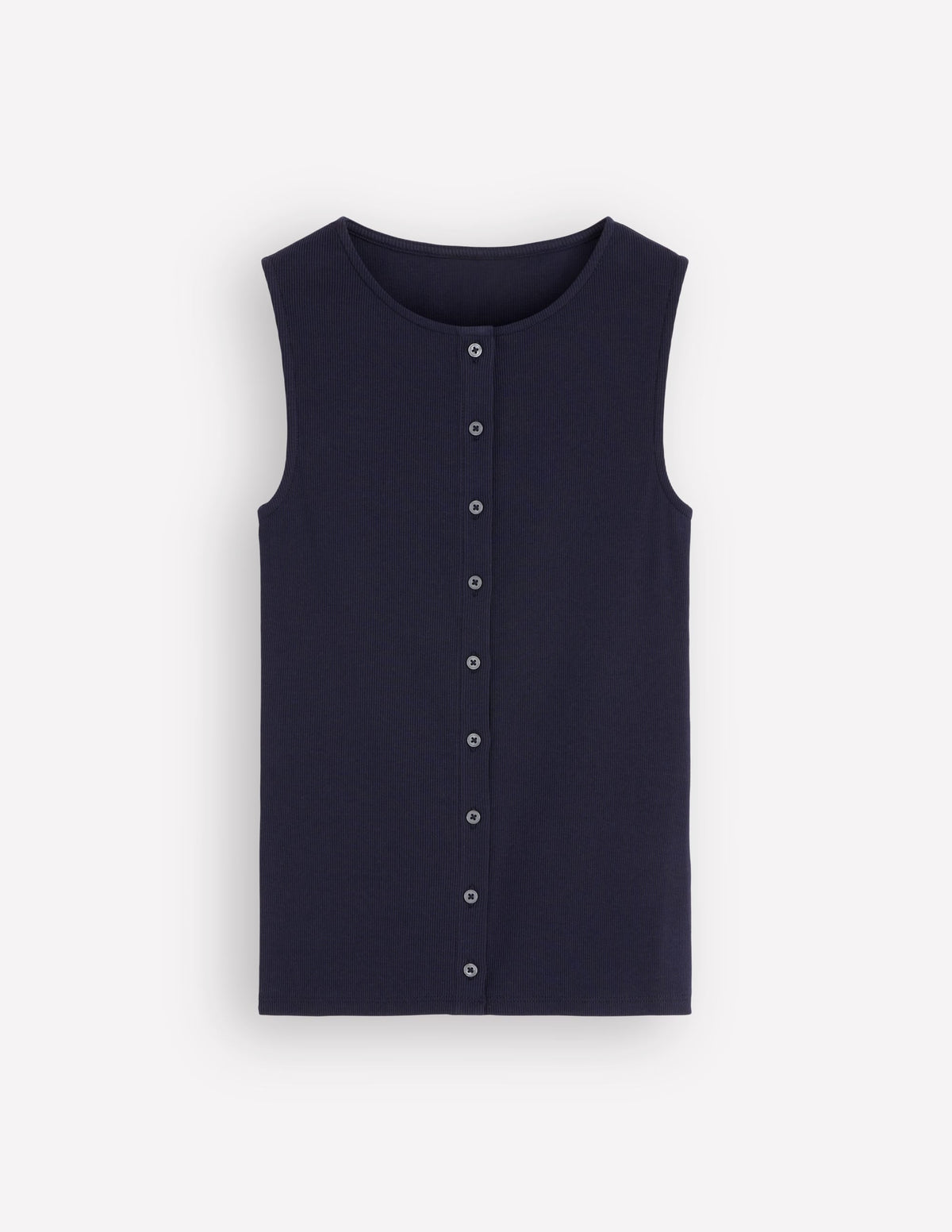 Evie Button Through Rib Vest-Navy