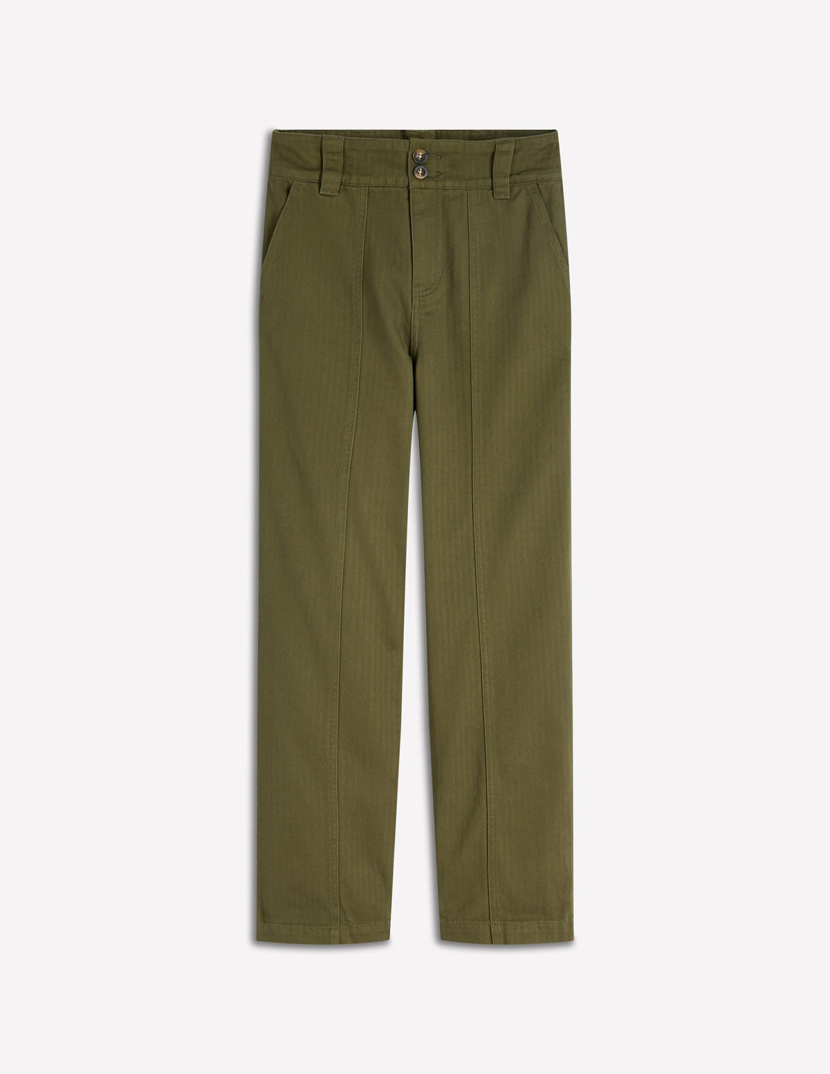 Straight Leg Chino Pants-Woodland Green Herringbone