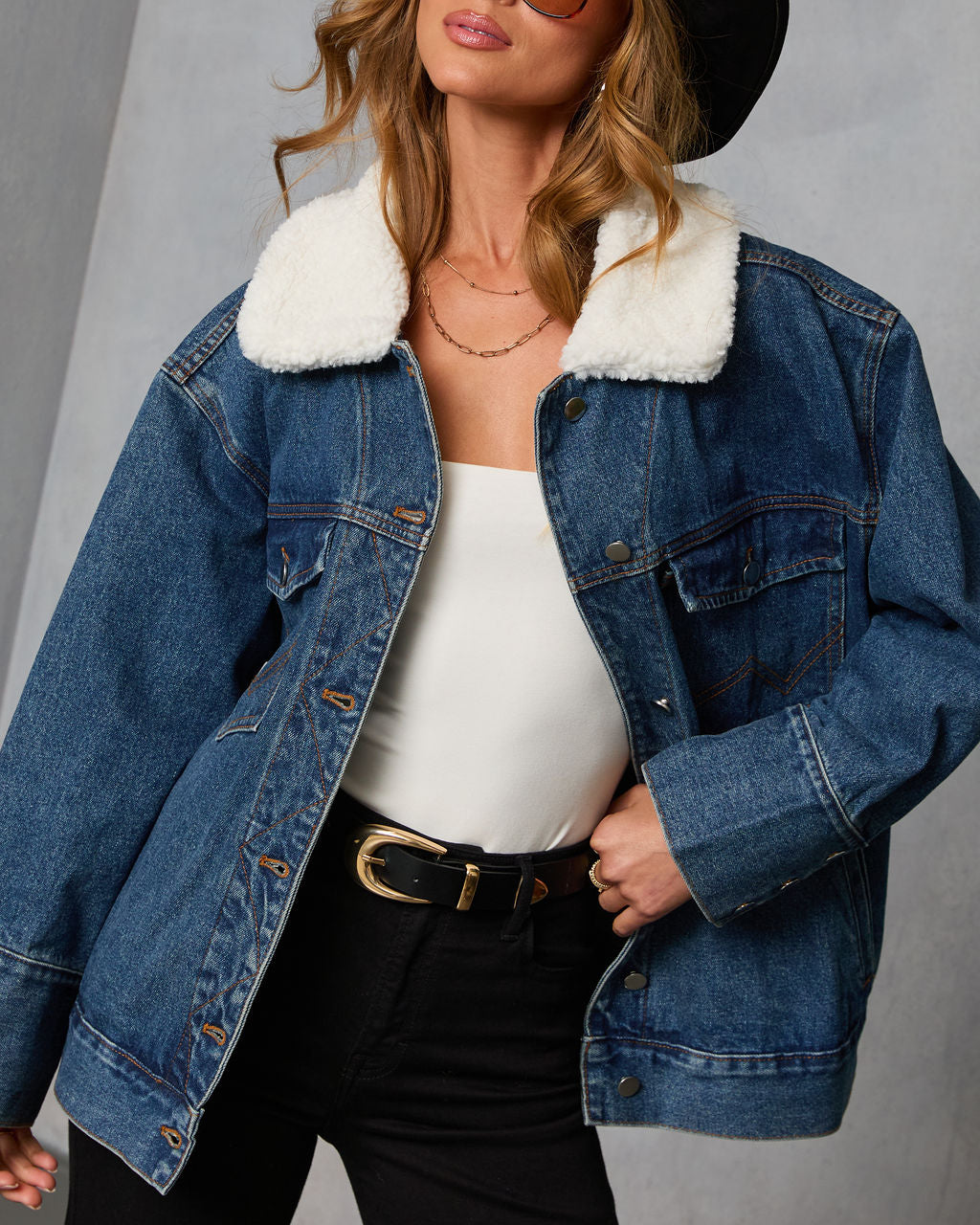 Branka Sherpa Collar Denim Jacket