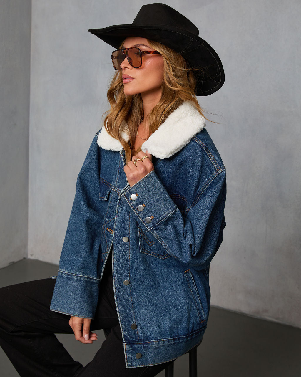 Branka Sherpa Collar Denim Jacket