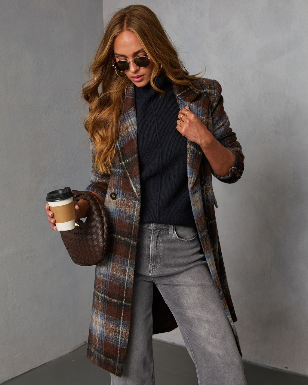 Devora Plaid Double Breasted Coat