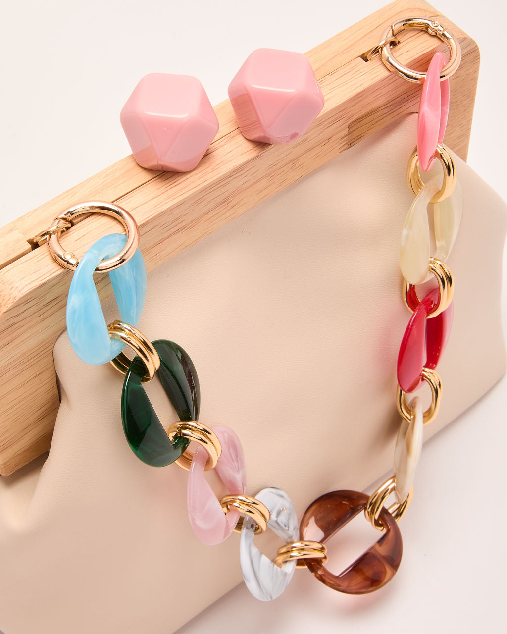 Maurena Acrylic Top Handle Pouch Clutch