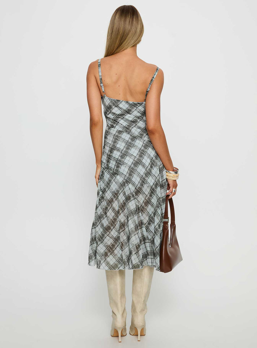 Murisa Asymmetrical Midi Dress Multi Check