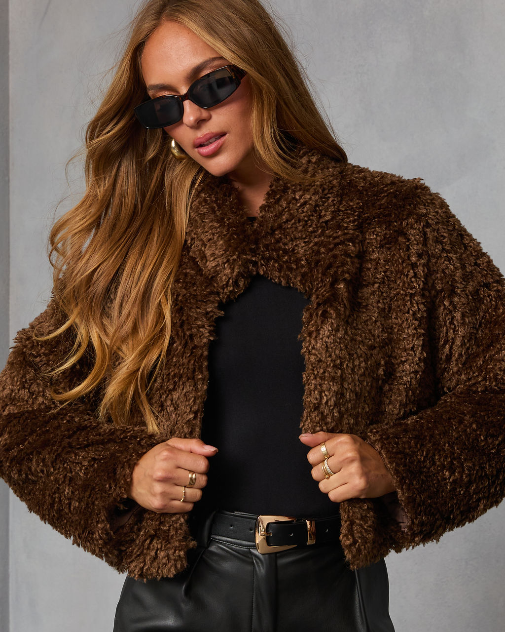 Toasted Hazel Nubby Faux Fur Jacket