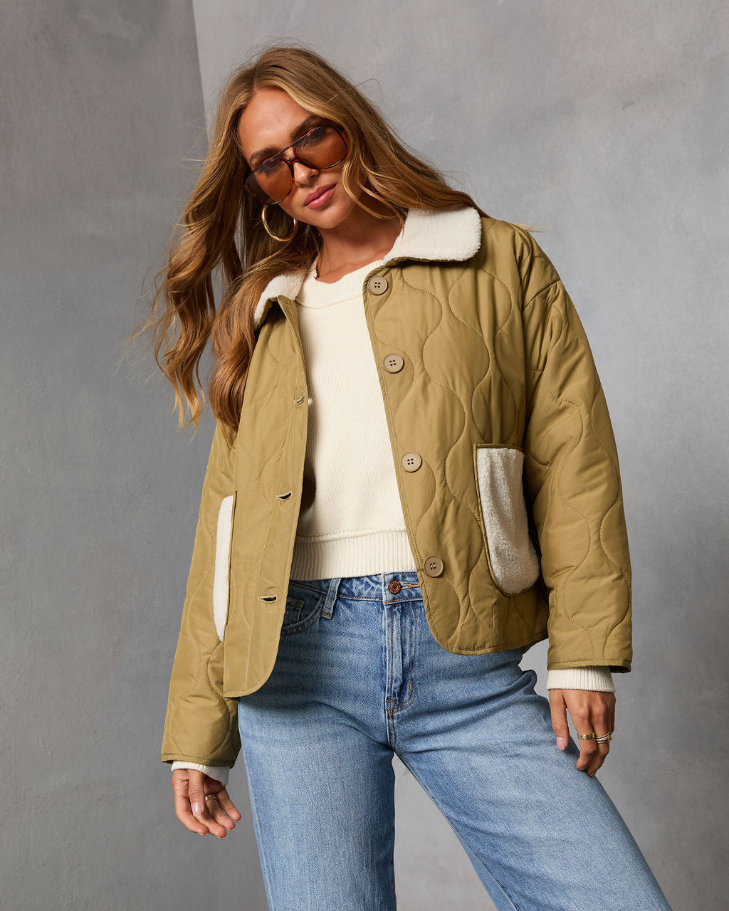 Glazed Mornings Sherpa Trim Quilted Puffer Jacket