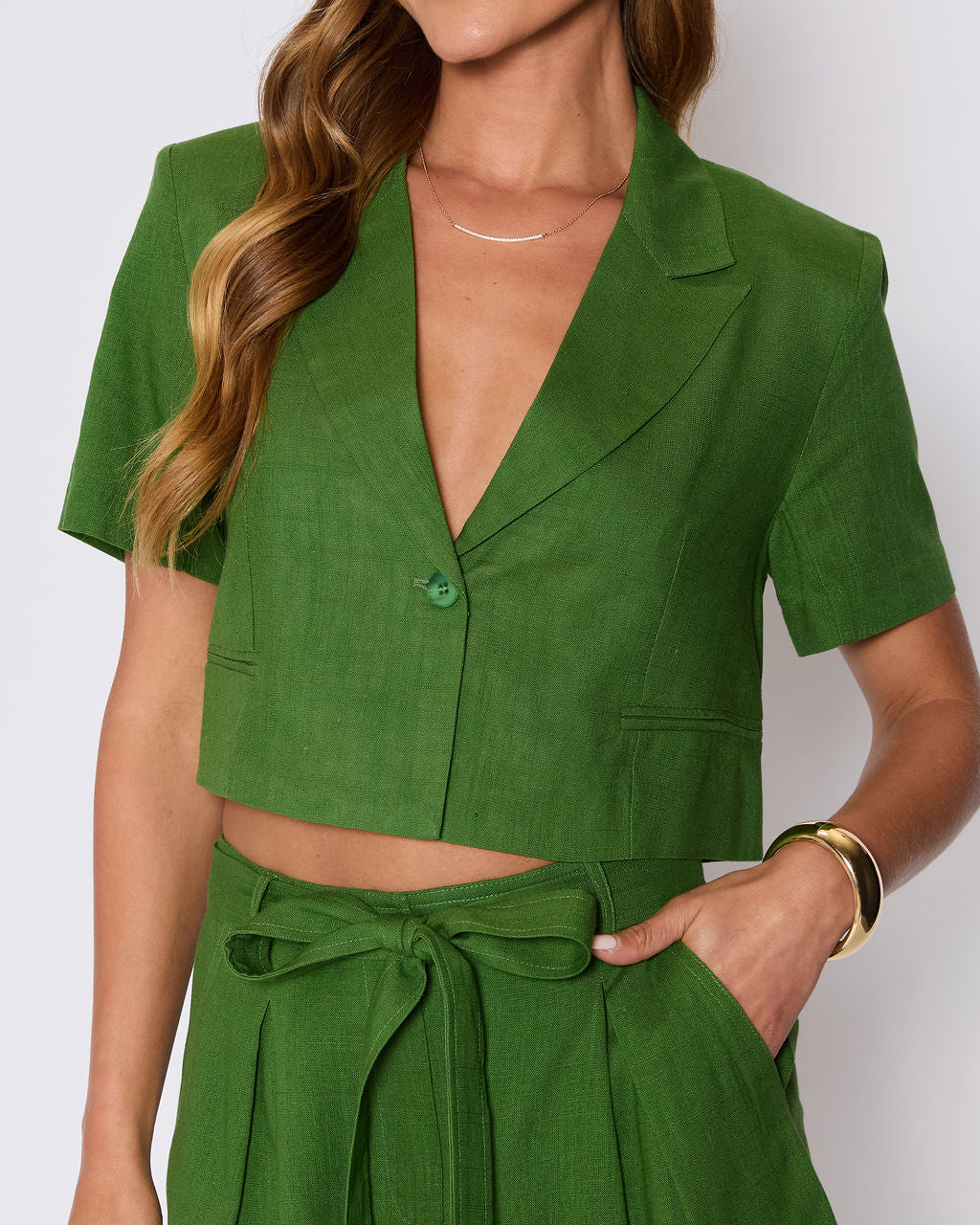 Modern Muse Cropped Short Sleeve Blazer