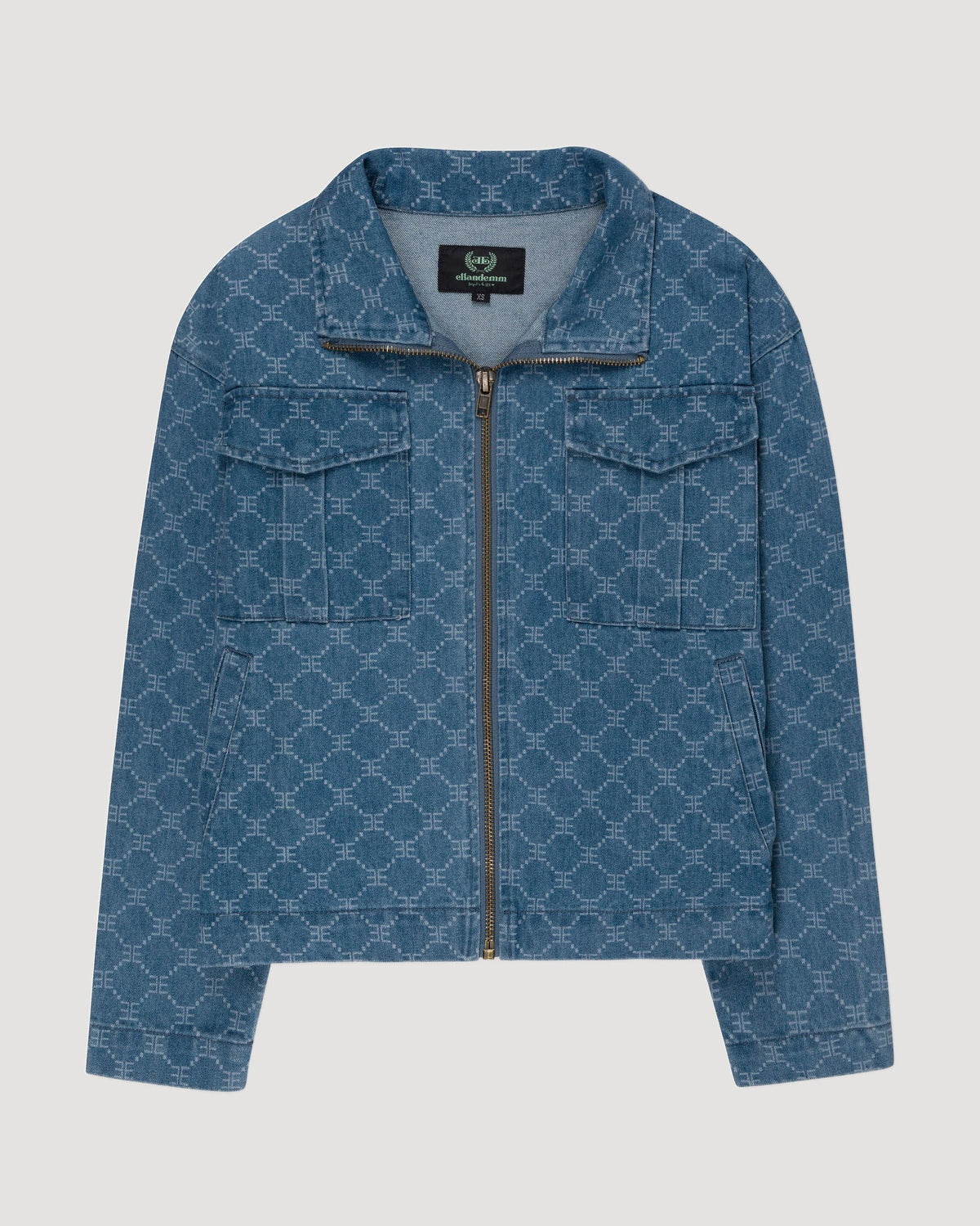 EE Monogram Print Denim Jacket