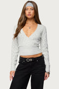 Janine Pointelle Knit V Neck Top