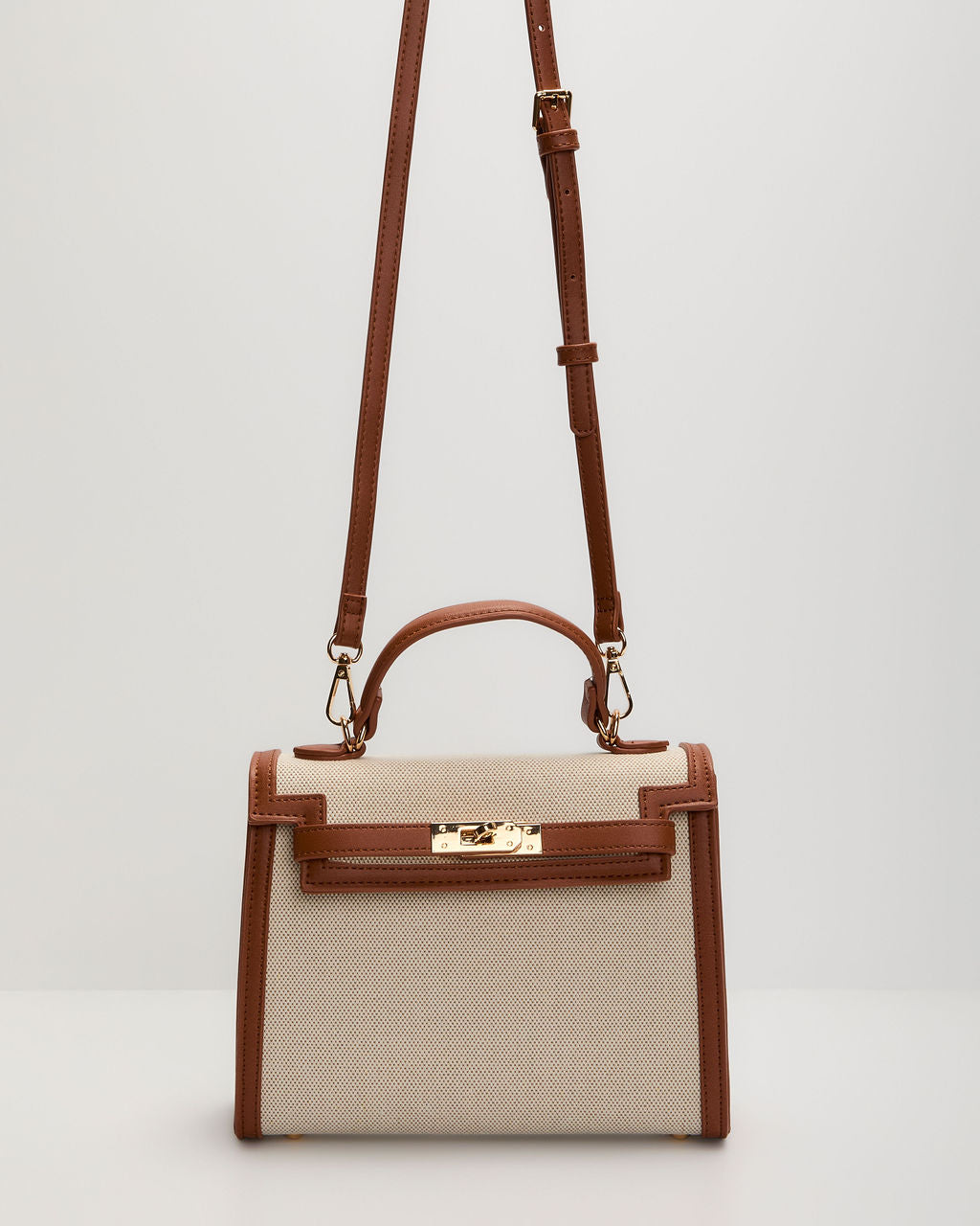 Izabella Contrast Trim Canvas Top Handle Bag