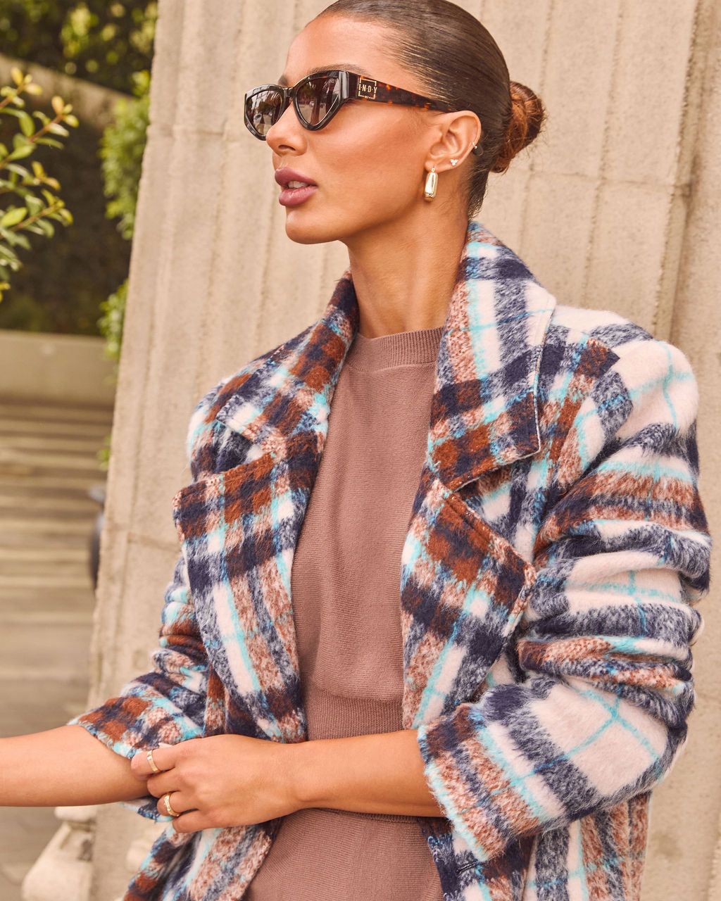 Corn Maze Plaid Longline Coat