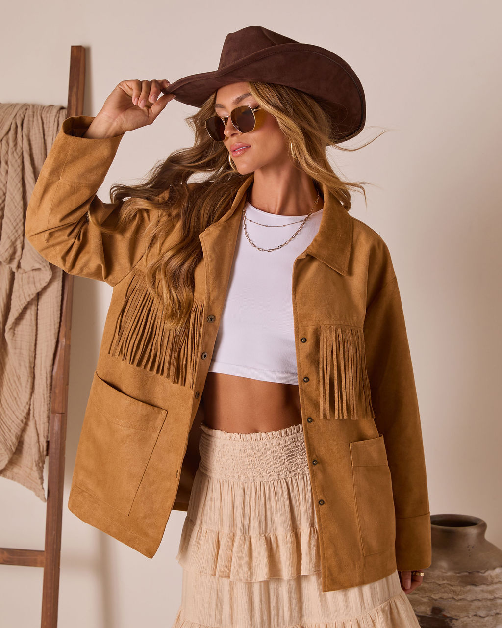 Even Ember Suede Fringe Jacket