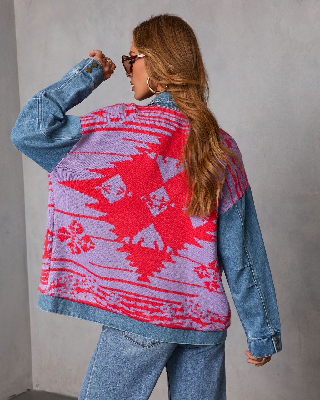 Muccia Knit Overlay Denim Jacket