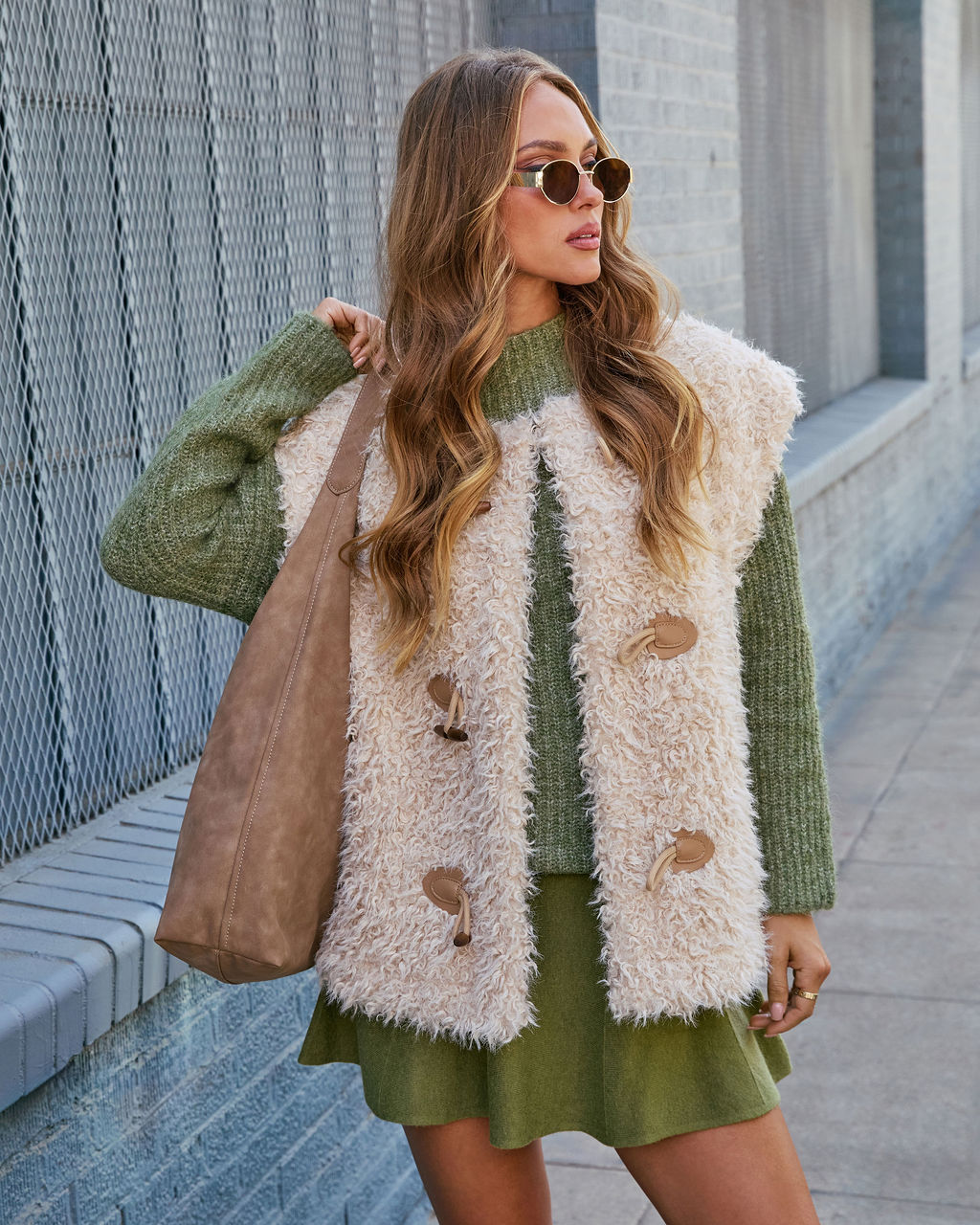 Golden Haze Shaggy Fur Vest