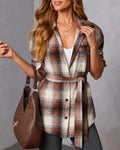 Marvis Plaid Waist Tie Shacket