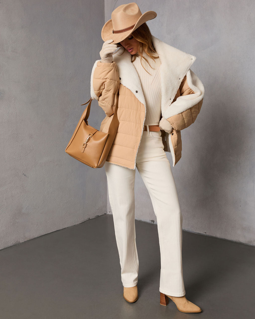 Malrin Sherpa Lined Contrast Puffer Coat